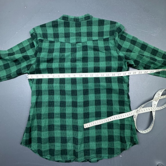 Sundance Plaid Shirt Women's Medium Green Black Button Up Lace Embroidered Top - Picture 5 of 7